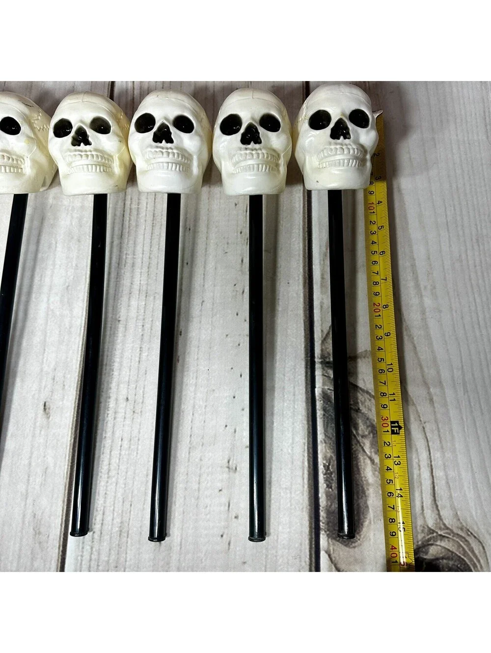Vintage Lot Halloween Skull Blow Mold Stakes Indoor Outdoor Decor BONEYARD Sign